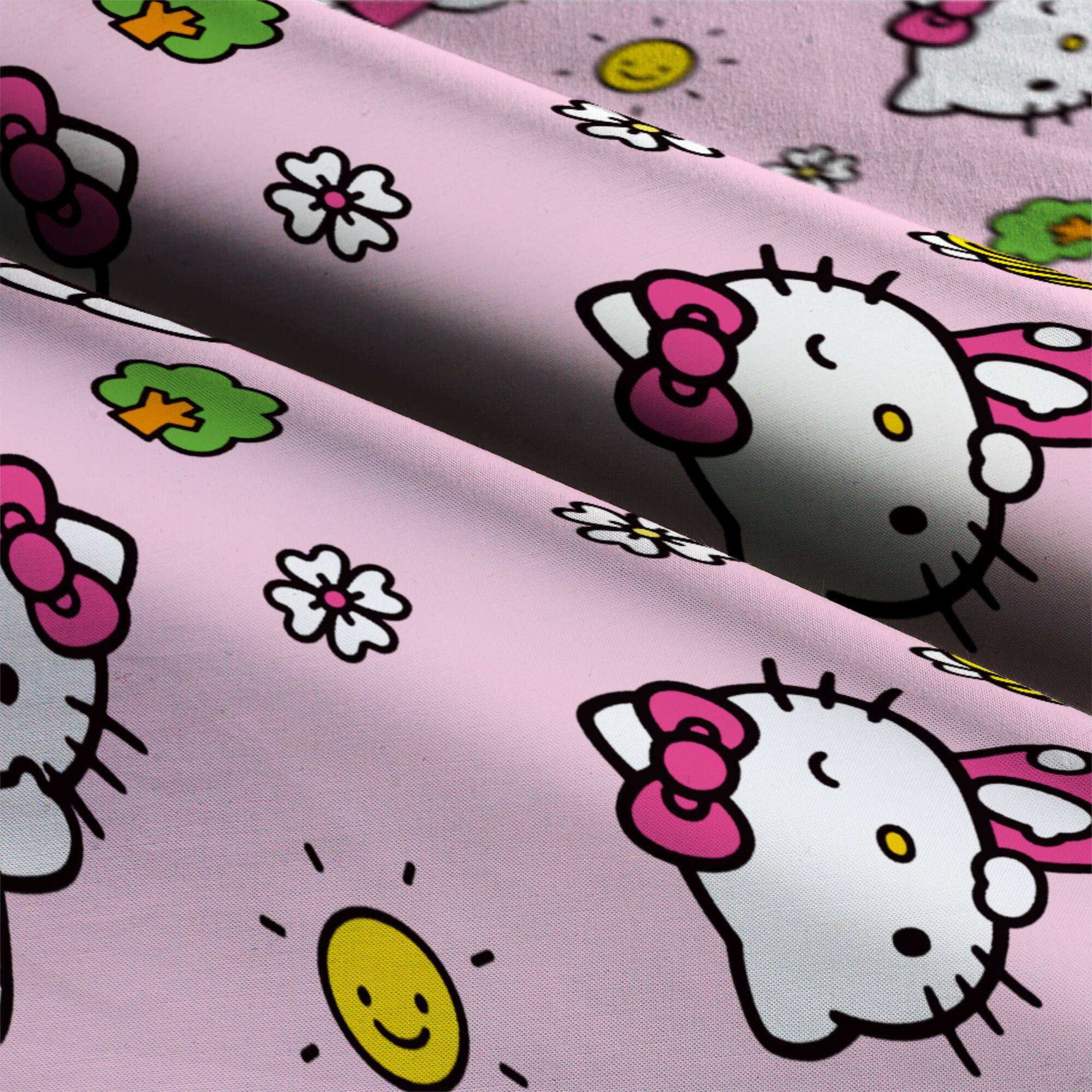 Hello Kitty® Flowers & Bees Pink Cotton Fabric